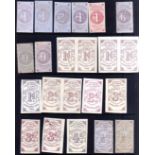 LONDON AND SOUTH WESTERN RAILWAY: 1855-1923 SELECTION FROM NEWSPAPER TICKET IMPERF VALUES TO 1/-,