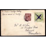 BRECON AND MERTHYR RAILWAY: 1920 "WILSON" ENVELOPE BEARING 3d IN MANUSCRIPT ON 2d CANCELLED