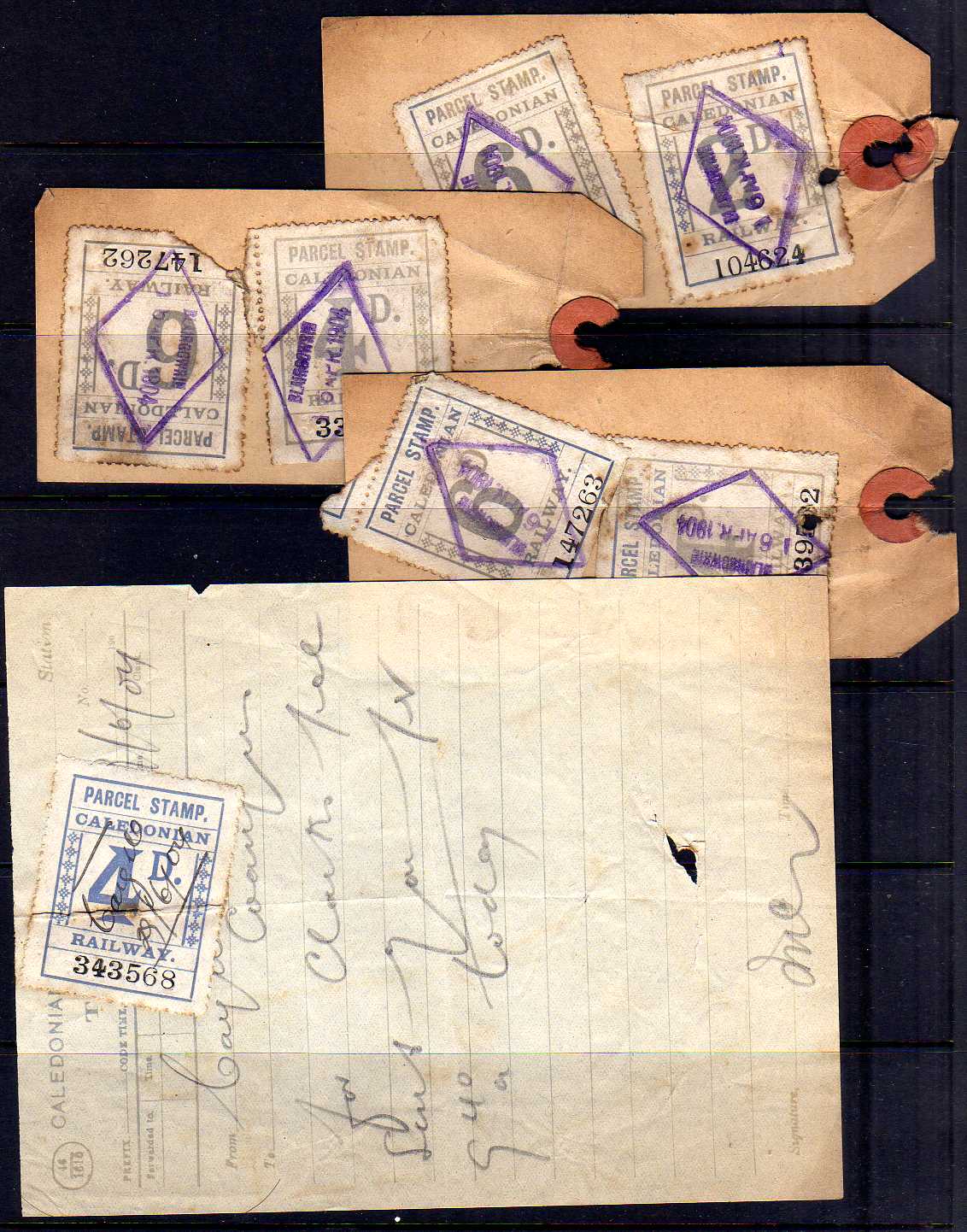 CALEDONIAN RAILWAY: 1902 ONWARDS BLUE PARCEL STAMPS MAINLY USED SELECTION, - Image 5 of 5