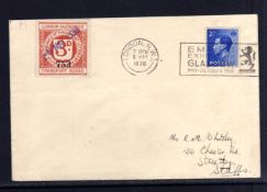 LONDON PASSENGER TRANSPORT BOARD: 1938 LONDON TO STREETLEY COVER BEARING EDWARD 8th 2½d AND 3d RED