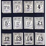GLASGOW AND SOUTH WESTERN RAILWAY: BLACK PARCEL STAMPS, ½d TO £5,