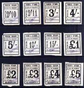 GLASGOW AND SOUTH WESTERN RAILWAY: BLACK PARCEL STAMPS, ½d TO £5,