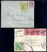 NORTH BRITISH RAILWAY COMPANY: UNDATED COVER BEARING 1d LILAC AND 2d, PENCIL CROSSES (FAULTS),