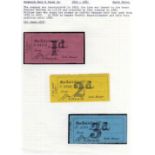 MONMOUTH RAIL AND CANAL COMPANY: 1857 1d, 2d (2) AND 3d UNUSED.