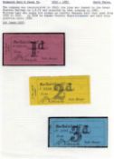 MONMOUTH RAIL AND CANAL COMPANY: 1857 1d, 2d (2) AND 3d UNUSED.