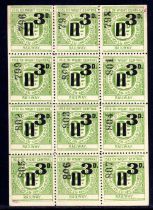 ISLE OF WIGHT CENTRAL RAILWAY: 1920 3d SURCHARGE MNH SHEET OF TWELVE (LS7) CONTROLS 796-807