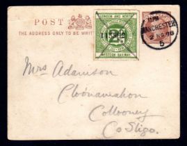 LONDON AND NORTH WESTERN RAILWAY: 1898 HALFPENNY POSTCARD USED MANCHESTER TO Co.