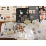 FILE BOX WITH AN EXTENSIVE ACCUMULATION OF RAILWAY POSTMARKS ON LOOSE STAMPS, PIECES, ETC.