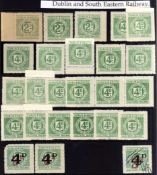 DUBLIN AND SOUTH EASTERN RAILWAY: 1911-21 MAINLY MINT OR UNUSED SELECTION INCLUDING 1920 3d ON 2d,