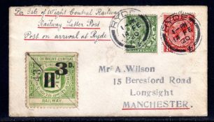 ISLE OF WIGHT CENTRAL RAILWAY: 1920 'WILSON' COVER BEARING 3d ON 2d PRINTED SURCHARGE (LS7)