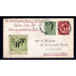 ISLE OF WIGHT CENTRAL RAILWAY: 1920 'WILSON' COVER BEARING 3d ON 2d PRINTED SURCHARGE (LS7)