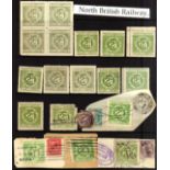 NORTH BRITISH RAILWAY COMPANY: 1891-1921 MINT, UNUSED AND USED SELECTION, VARIOUS PRINTINGS,