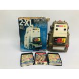 A TOYS 2-XL ROBOT WITH THREE 8 TRACKS INCLUDING ELVIS AND GENERAL INFORMATION - SOLD AS SEEN.