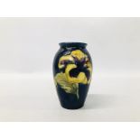 MOORCROFT CLEMATIS FLOWER VASE 393 BEARING ORIGINAL LABEL HEIGHT 11CM.