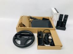 A NINTENDO Wii GAMES CONSOLE WITH VARIOUS ACCESSORIES AND GAMES - SOLD AS SEEN