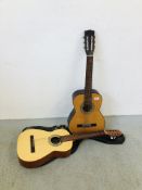 A BM CLASICO SPANISH ACOUSTIC GUITAR IN BROWN LEATHER SOFT SHELL CASE ALONG WITH FURTHER SPANISH