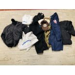 A SET OF BALLYCLARE BLACK BOILER SUITS (HEIGHT 5' 11½, CHEST 46",