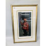 FRAMED LIMITED EDITION 368/375 PRINT "THE QUEENS GUARD" BY BARRY LEIGHTON-JONES ALONG WITH
