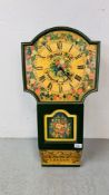 REPRODUCTION HANDPAINTED WALL CLOCK WITH QUARTZ MOVEMENT WITH DIAL MARKED THOMAS KENT.