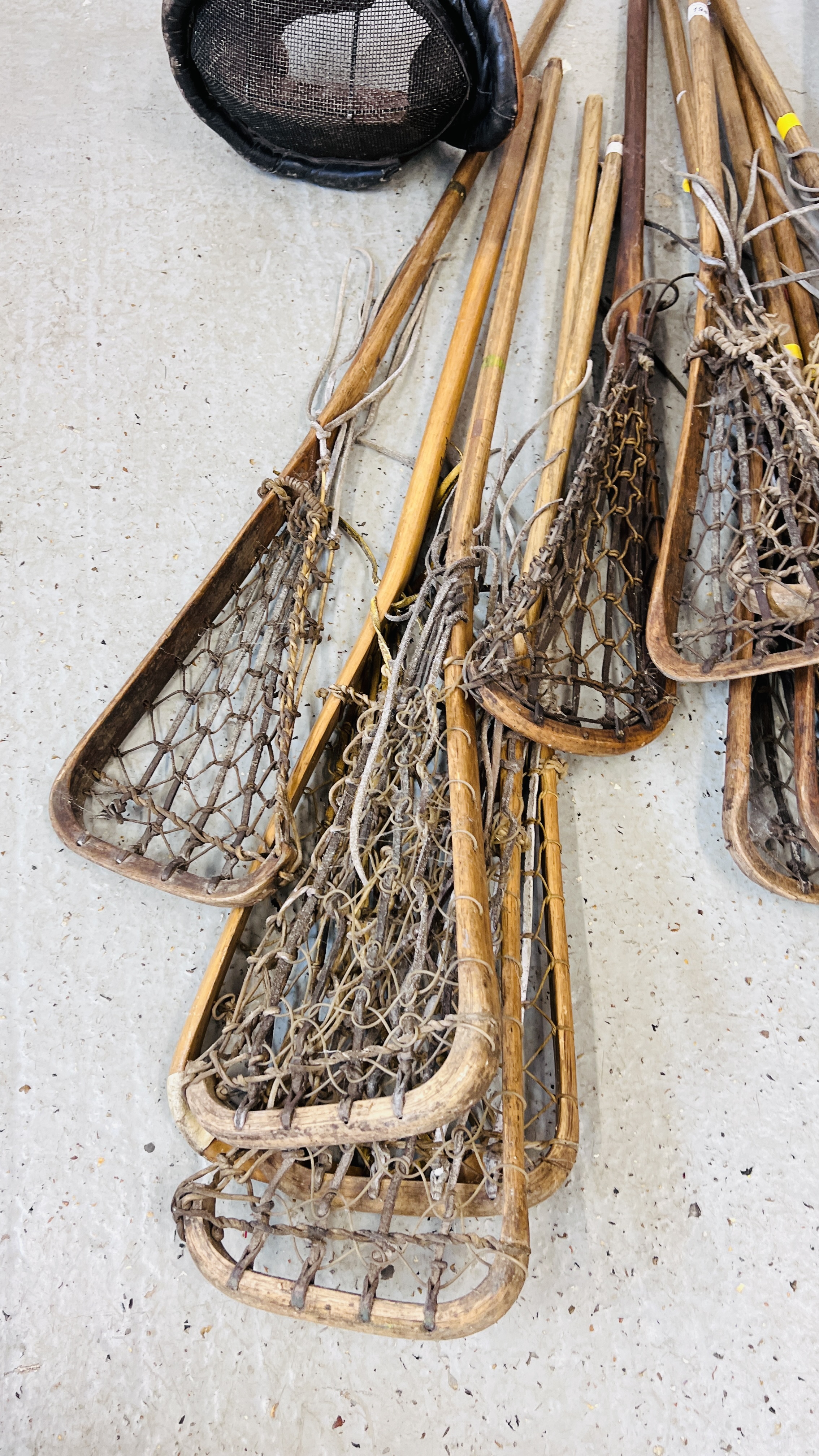 13 VINTAGE LA CROSS STICKS ALONG WITH FENCING HELMET - Image 3 of 4