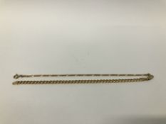 2 X 9CT GOLD BRACELETS, L 18CM.