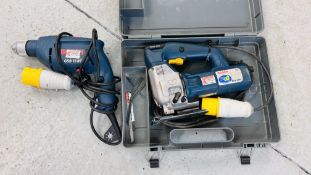 A BOXED BOSCH 110V JIGSAW MODEL GST-2000 AND A BOSCH 110V DRILL MODEL GSB-13RE - SOLD AS SEEN.