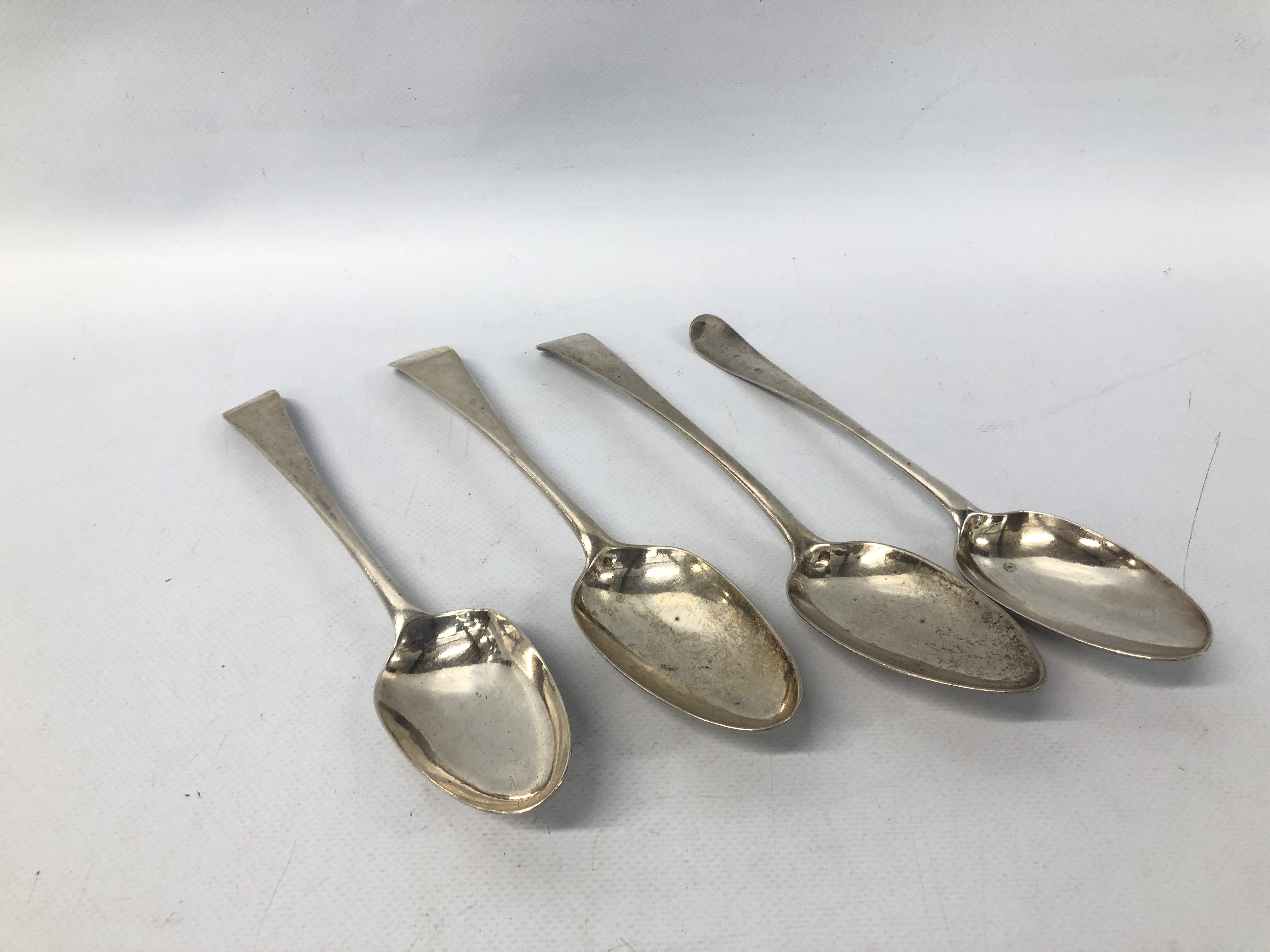 3 GEORGIAN OLD ENGLISH PATTERN SILVER SERVING SPOONS,