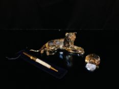 A SWAROVSKI CRYSTAL LION MOTHER, COMPLETE WITH BOX,