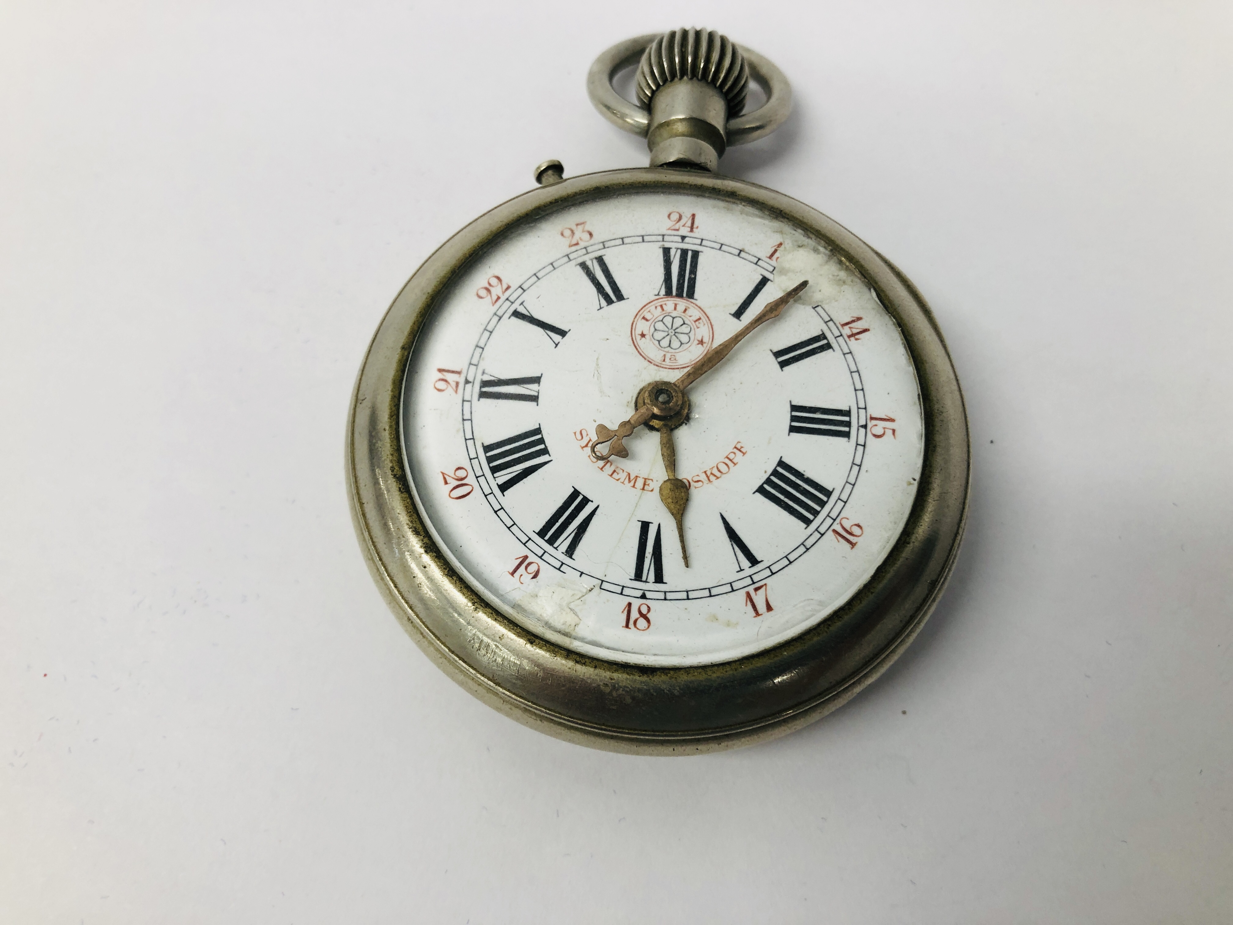 "ROSSKOPF" SYSTEME SWISS MADE POCKET WATCH, ENAMELLED DIAL A/F D 6CM. - Image 2 of 7
