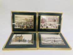 FOUR FRAMED AND MOUNTED LOWRY PRINTS