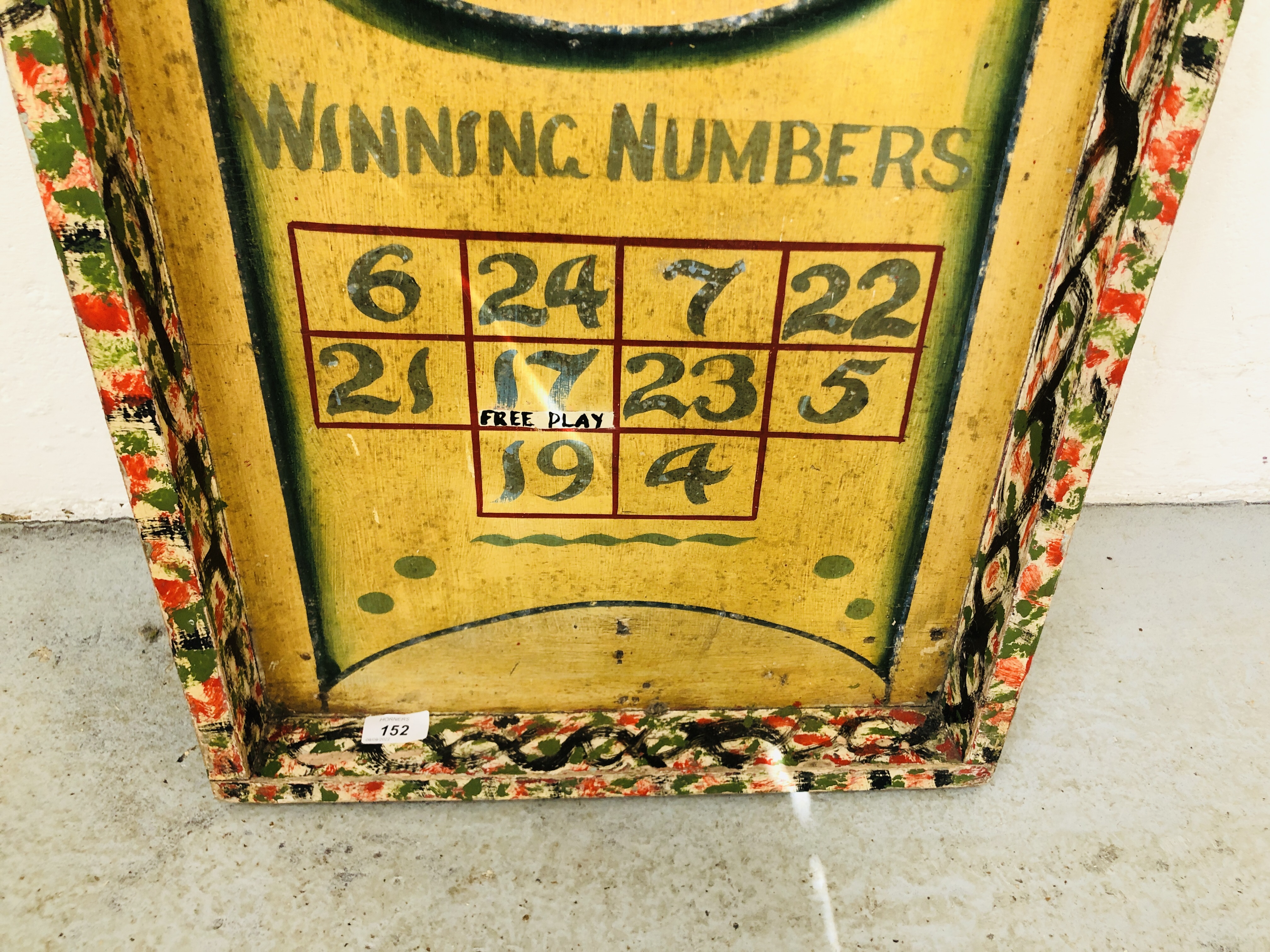 A VINTAGE WOODEN FAIRGROUND BOARD GAME 46CM X H 114CM. - Image 4 of 4