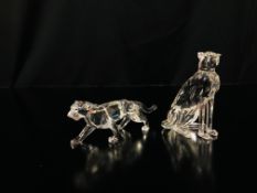 TWO SWAROVSKI SILVER CRYSTAL CHEETER FIGURES COMPLETE WITH BOXES.