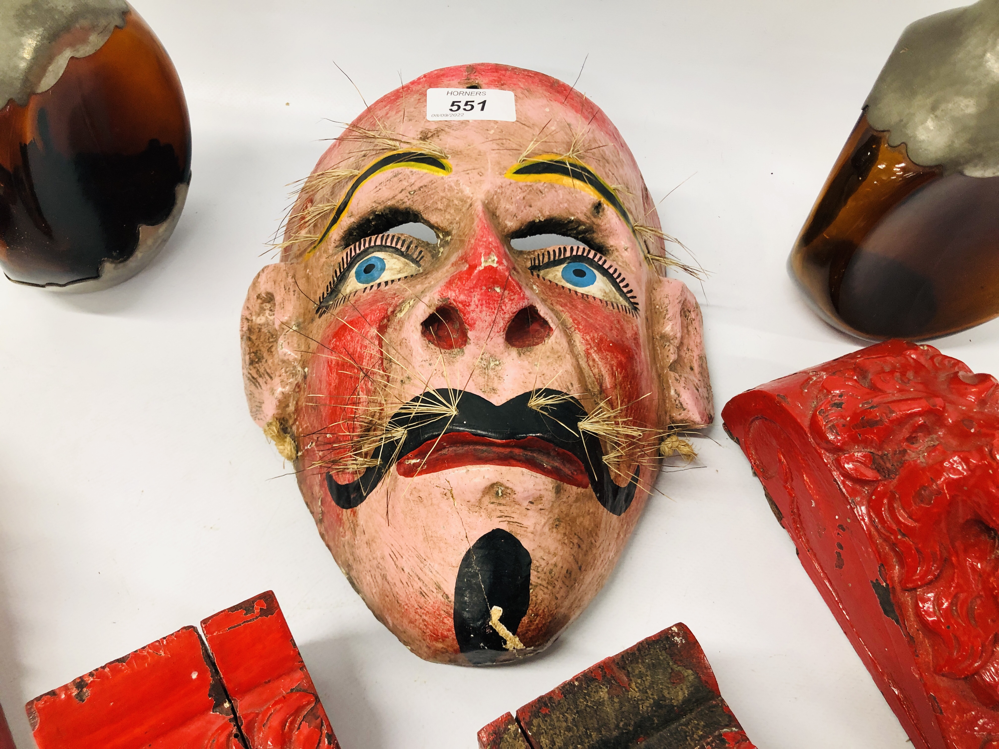A MEXICAN FOLK ART MASK, - Image 5 of 6