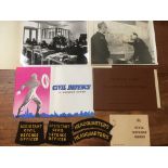 PACKET OF EPHEMERA RELATING TO CIVIL DEFENCE IN NORFOLK, PHOTOGRAPHS, CLOTH BADGES,