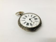 VINTAGE SILVER CASED RAILWAY RELATED POCKET WATCH "ANCRE LIGNE DROITE 15 RUBIS FIDELITAS" ENAMELLED