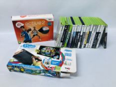 BOX OF ASSORTED XBOX 360 GAMES (20) ALONG WITH XBOX 360 UDRAW GAME TABLET,