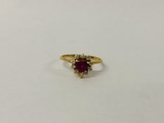 DRESS RING SET WITH CENTRAL DEEP PINK STONE,