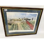 FRAMED LIMITED EDITION MILITARY AIRCRAFT PRINT "1995 LANCASTER BOMBER" 260/1000 BEARING SIGNATURES