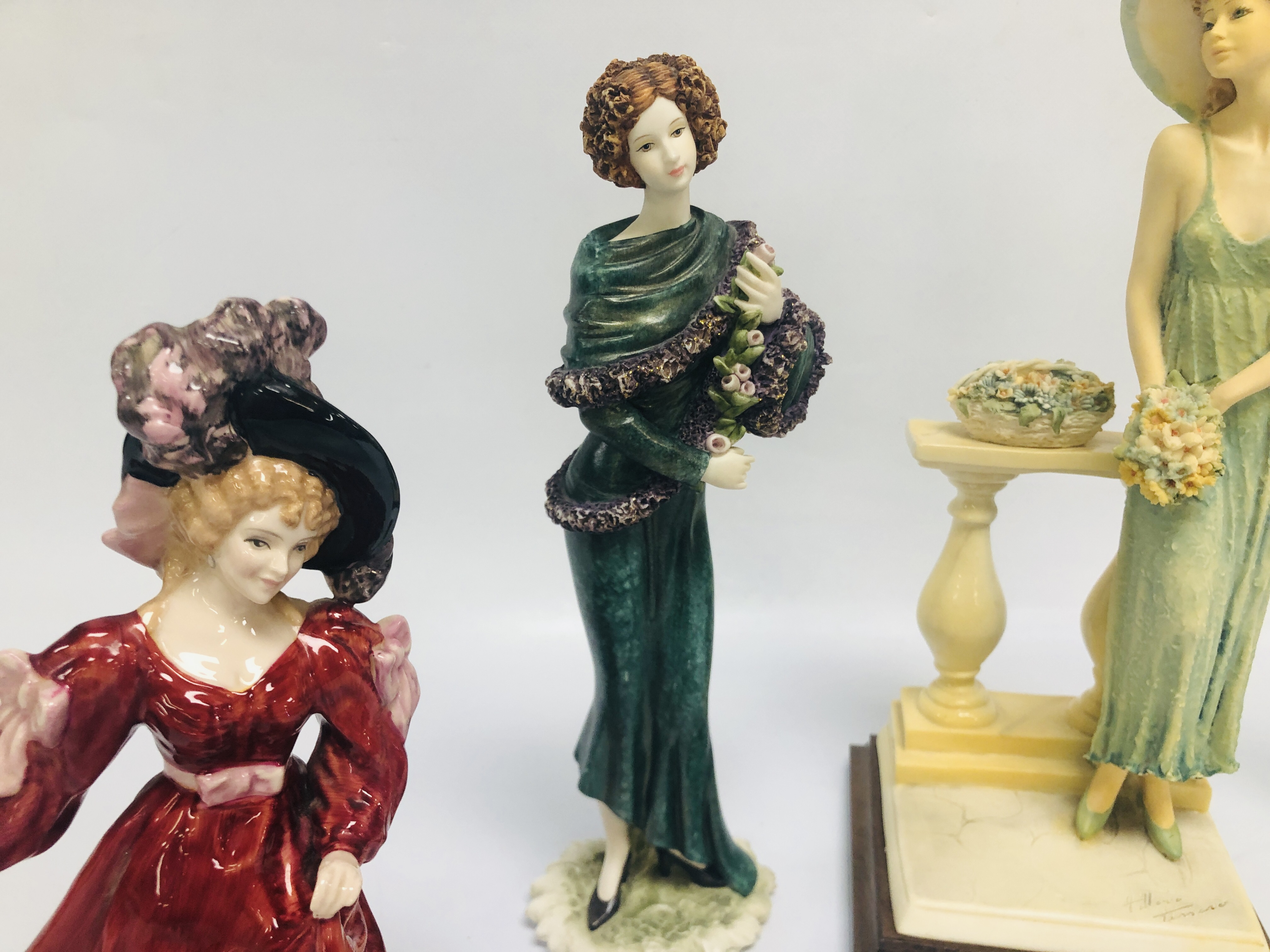 ROYAL DOULTON FIGURINE PATRICIA HN3365 ALONG WITH THREE VARIOUS CABINET ORNAMENTS A.D.L. - Image 3 of 9