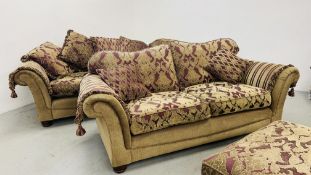 A PAIR OF GOOD QUALITY SOFAS, THREE SEATER AND TWO SEATER 2.3M AND 2.