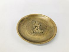 A HEAVY BRONZE DISH/ASH TRAY WITH MONOGRAM OF HIS ROYAL HIGHNESS FREDERIK IX OF DENMARK,