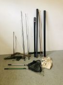 FOUR FLY FISHING RODS TO INCLUDE NORMARK THREE PIECE AND ONE OTHER TWO PIECE ROD AND THREE PIECE