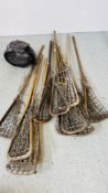 13 VINTAGE LA CROSS STICKS ALONG WITH FENCING HELMET