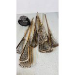 13 VINTAGE LA CROSS STICKS ALONG WITH FENCING HELMET