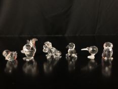 A COLLECTION OF SIX SWAROVSKI CRYSTAL CABINET ORNAMENT ANIMALS TO INCLUDE SEALION, SQUIRREL,