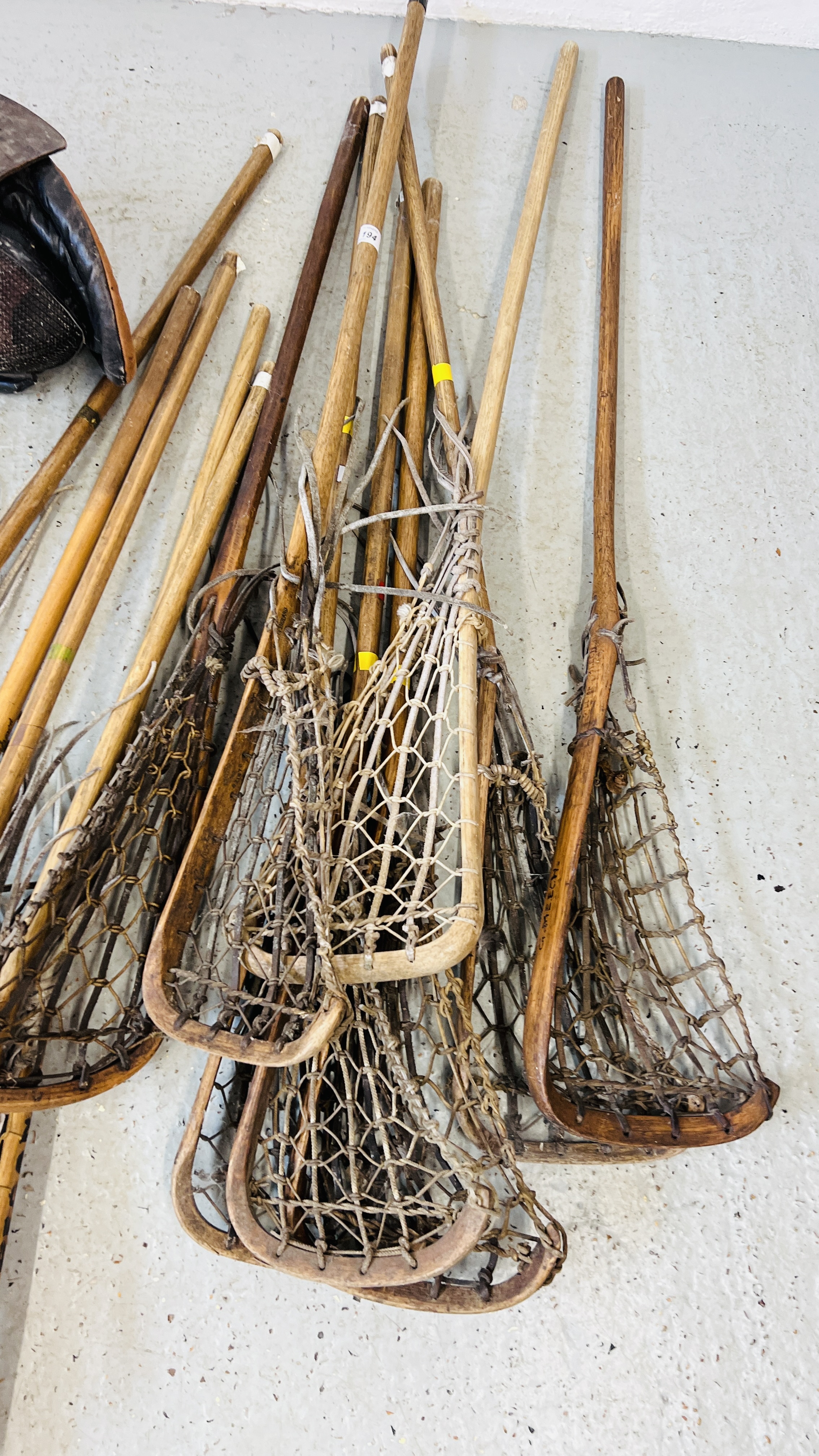 13 VINTAGE LA CROSS STICKS ALONG WITH FENCING HELMET - Image 2 of 4