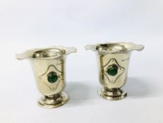 PAIR OF SCOTTISH ARTS AND CRAFTS PEDESTAL BOWLS WITH CABACHON DECORATIONS BY DAVID AND SONS GLASGOW.