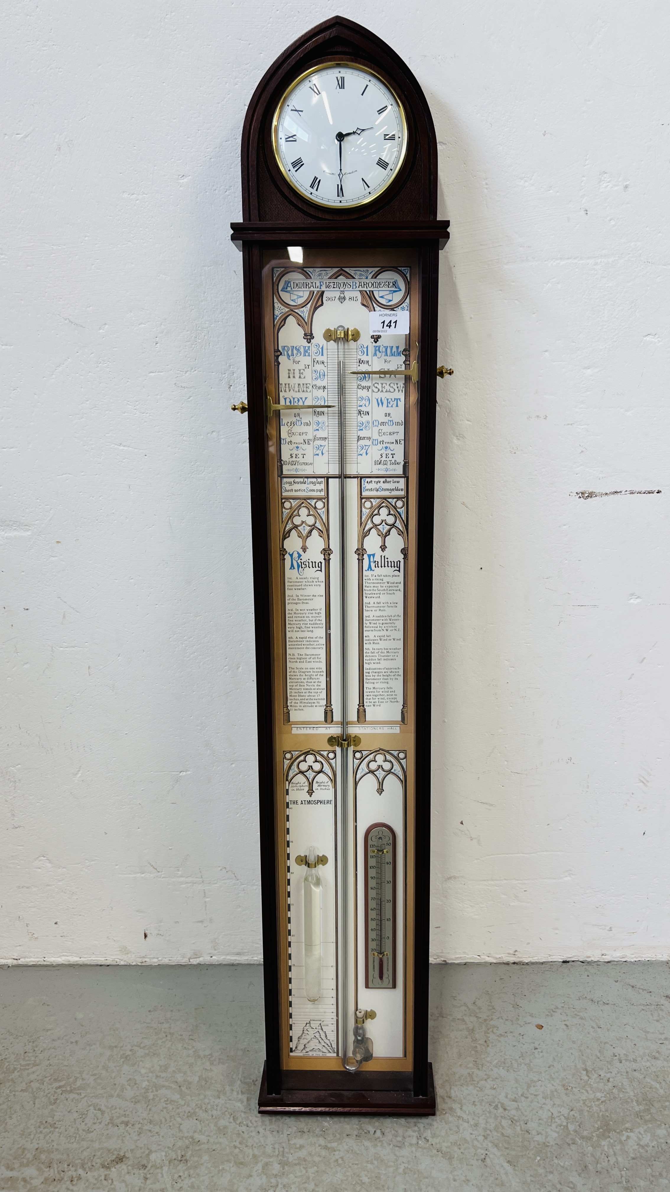 A REPRODUCTION COMITTI OF LONDON ADMIRAL FITZROY MERCURIAL BAROMETER.