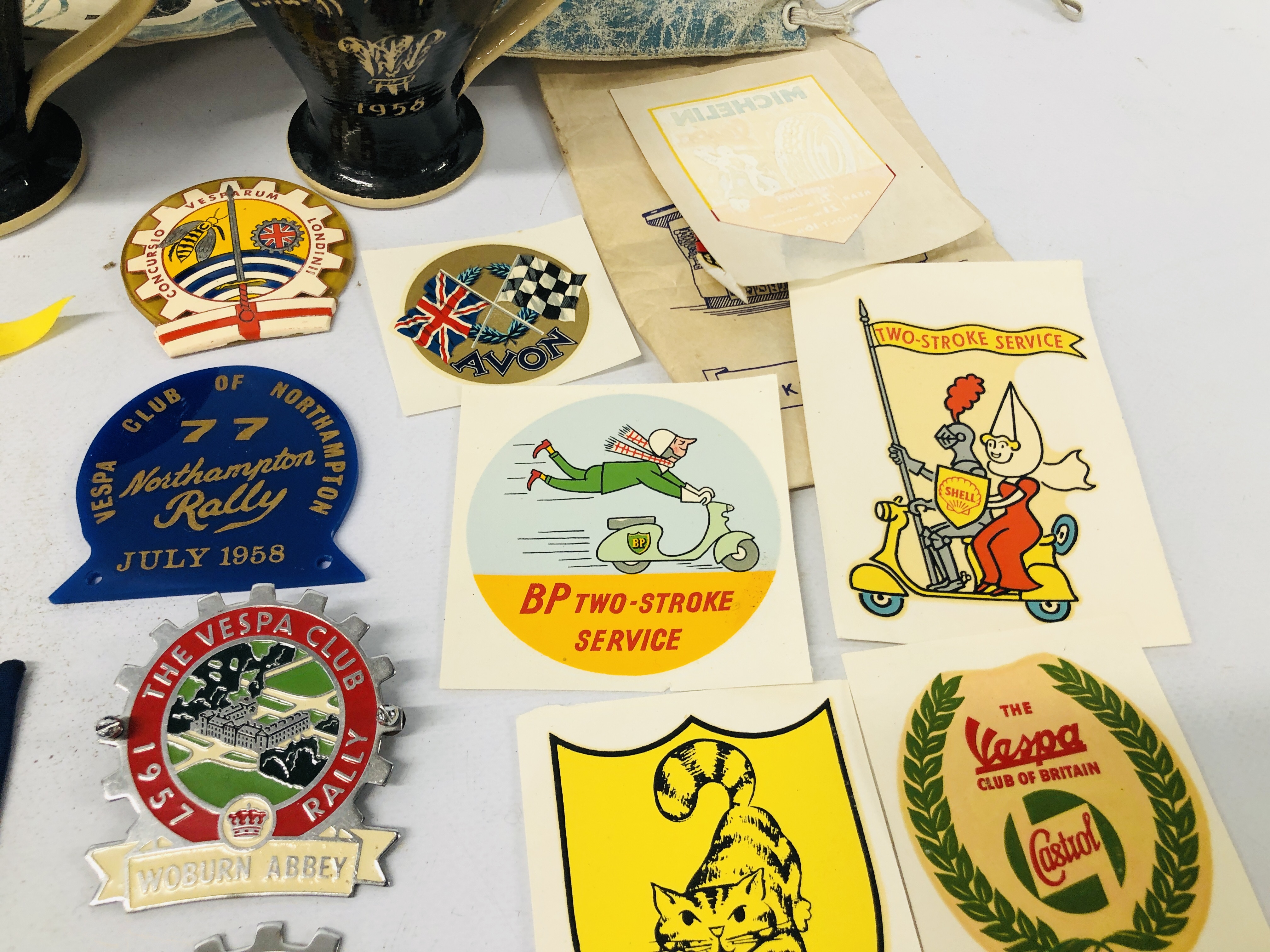 c1950s VESPA SCOOTER CLUB BADGES, PENNANTS, STICKERS, SOUTHEND ON SEA CLUB BANNER, - Image 3 of 6