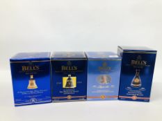 FOUR WADE WHISKY BELL DECANTERS TO INCLUDE 100 YEARS QUEEN ELIZABETH THE QUEEN MOTHER 70CL.